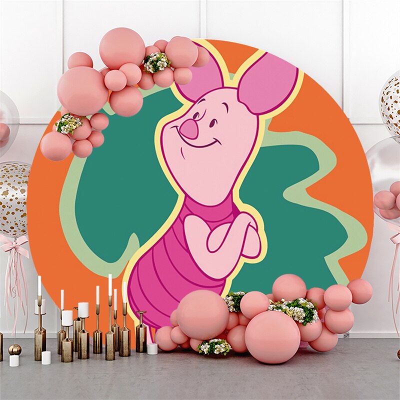 Birthday Photozone Disney Round Winnie The Pooh Piglet Children&s Decoration Wedding Custom Background Party Decorat